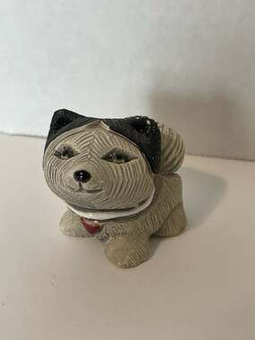 Vintage Artesania Rinconada Husky Puppy Figurine #208, Handcrafted Earthenware
